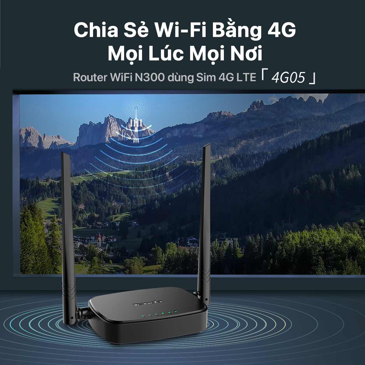 Mô tả Bộ Phát WiFi Tenda 4G05 Chuẩn N Tốc Độ 300Mbps Dùng Sim 4G/3G Dùng Cho Ôto Và Nơi Không Có Internet - 2