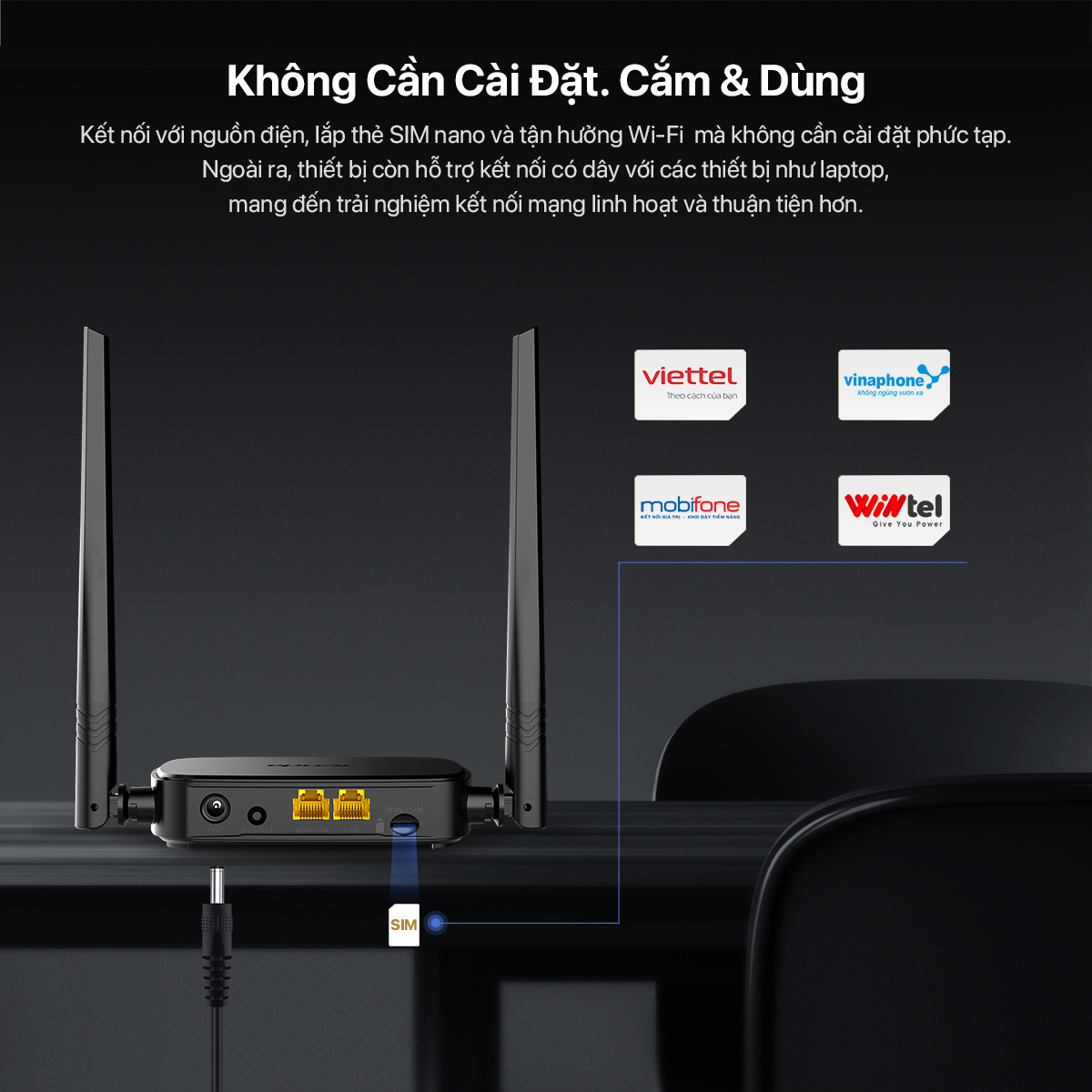 Mô tả Bộ Phát WiFi Tenda 4G05 Chuẩn N Tốc Độ 300Mbps Dùng Sim 4G/3G Dùng Cho Ôto Và Nơi Không Có Internet - 4