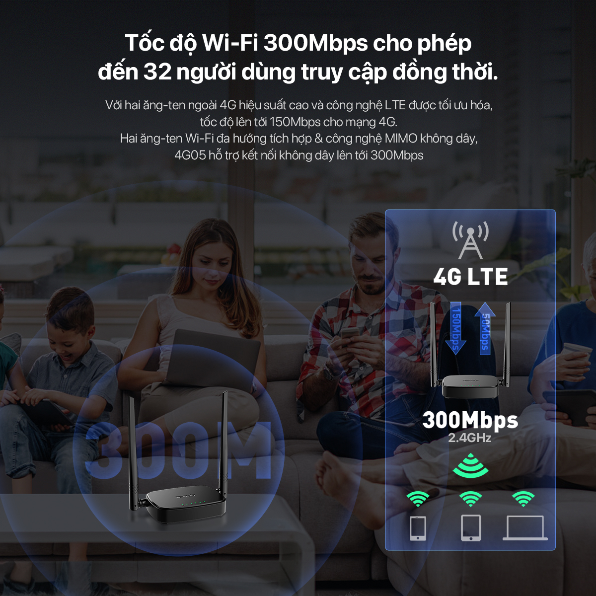Mô tả Bộ Phát WiFi Tenda 4G05 Chuẩn N Tốc Độ 300Mbps Dùng Sim 4G/3G Dùng Cho Ôto Và Nơi Không Có Internet - 5