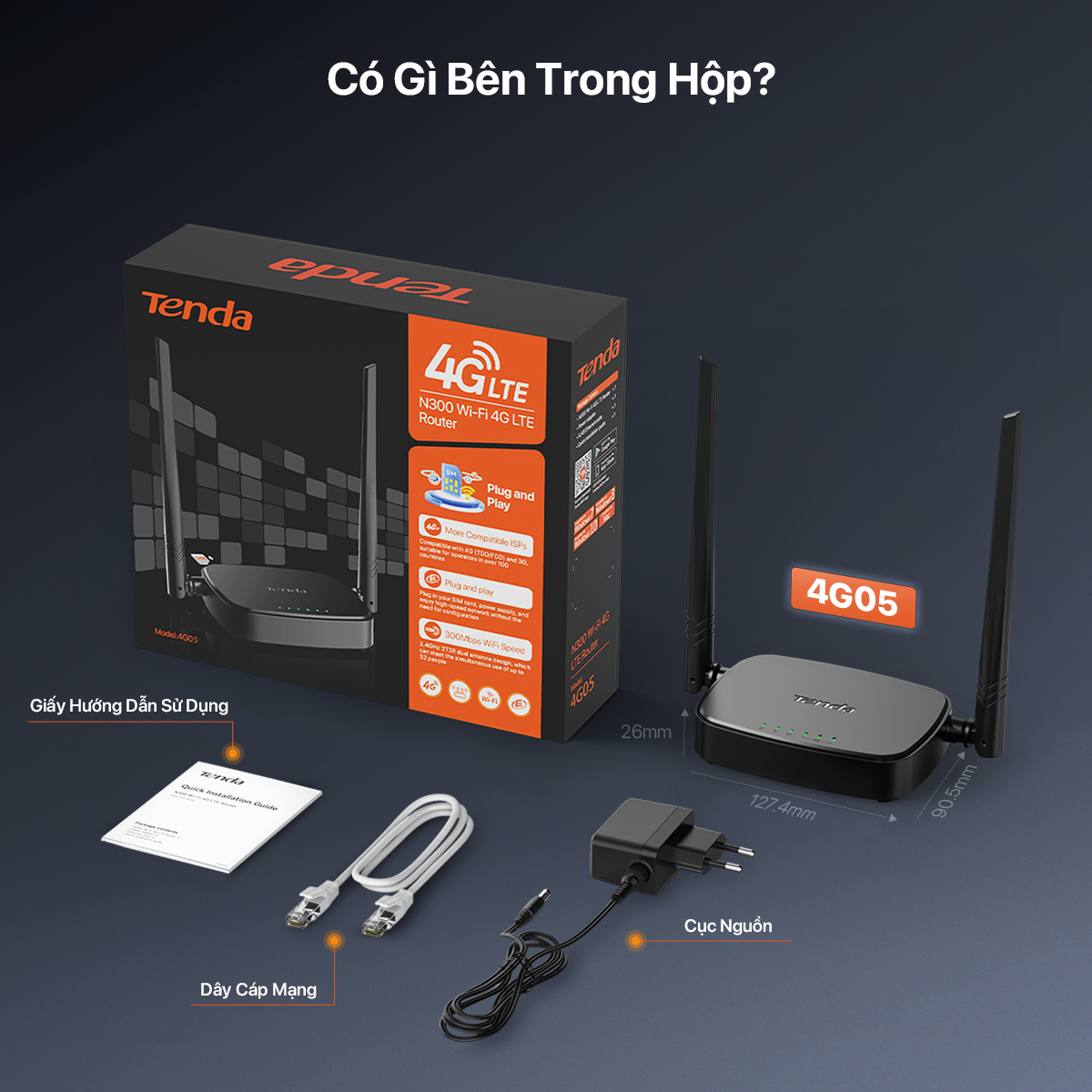 Mô tả Bộ Phát WiFi Tenda 4G05 Chuẩn N Tốc Độ 300Mbps Dùng Sim 4G/3G Dùng Cho Ôto Và Nơi Không Có Internet - 8