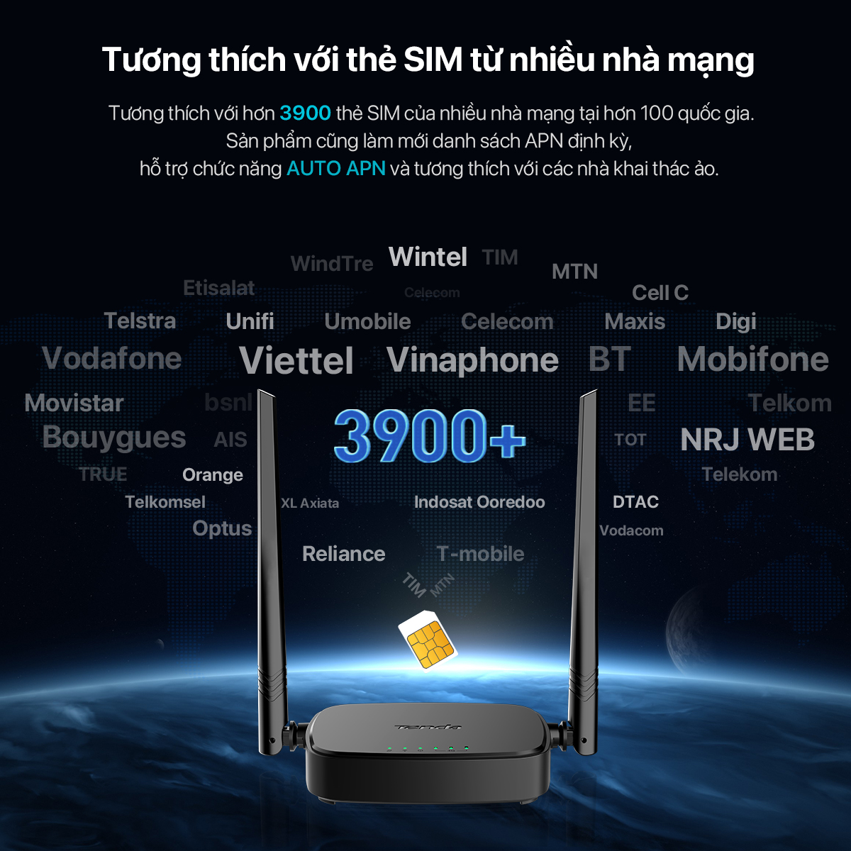 Mô tả Bộ Phát WiFi Tenda 4G05 Chuẩn N Tốc Độ 300Mbps Dùng Sim 4G/3G Dùng Cho Ôto Và Nơi Không Có Internet - 3
