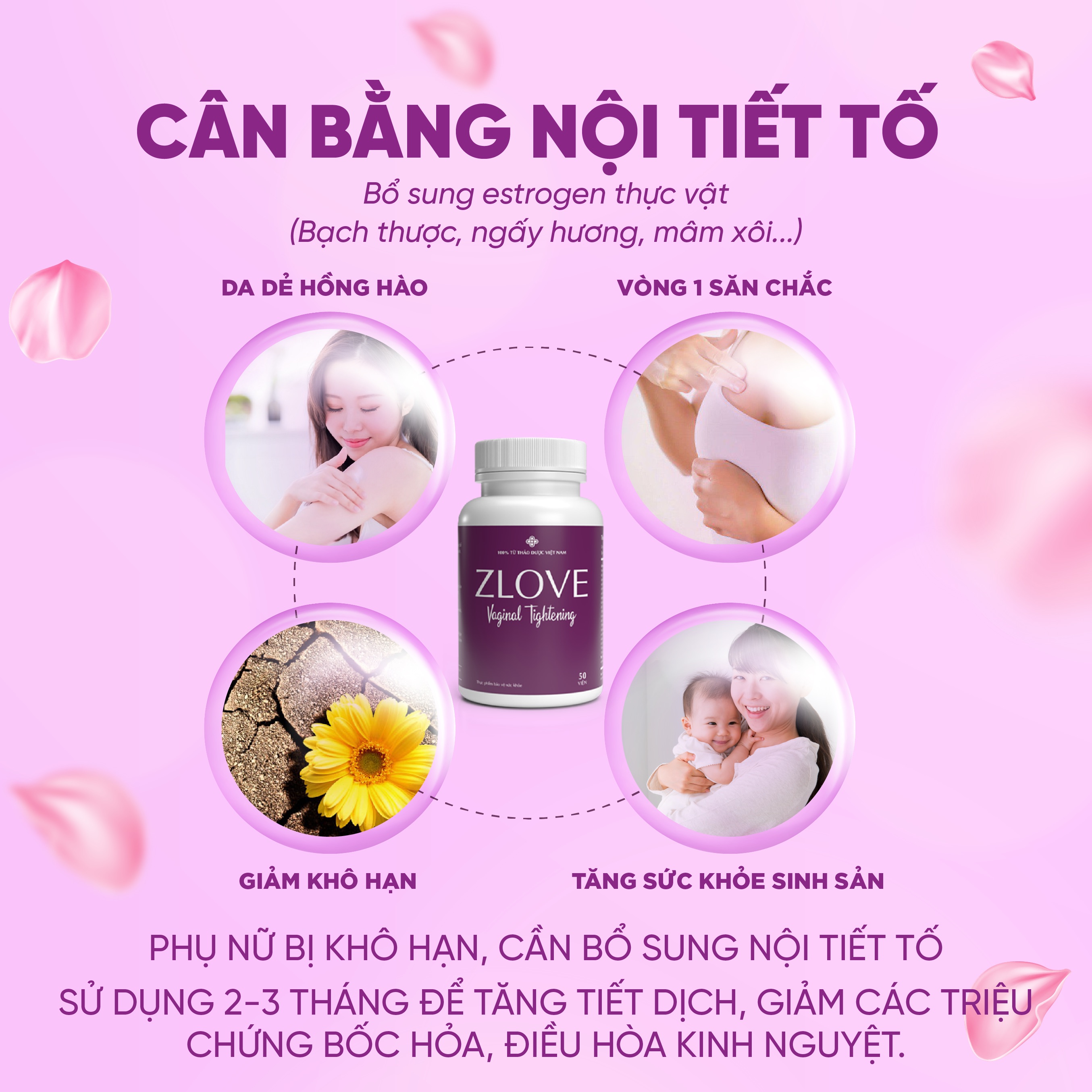 Mô tả Viên uống Zlove cân bằng nội tiết tố nữ, se khít vùng kín, giảm khô hạn ( hộp 50 viên ) - 4
