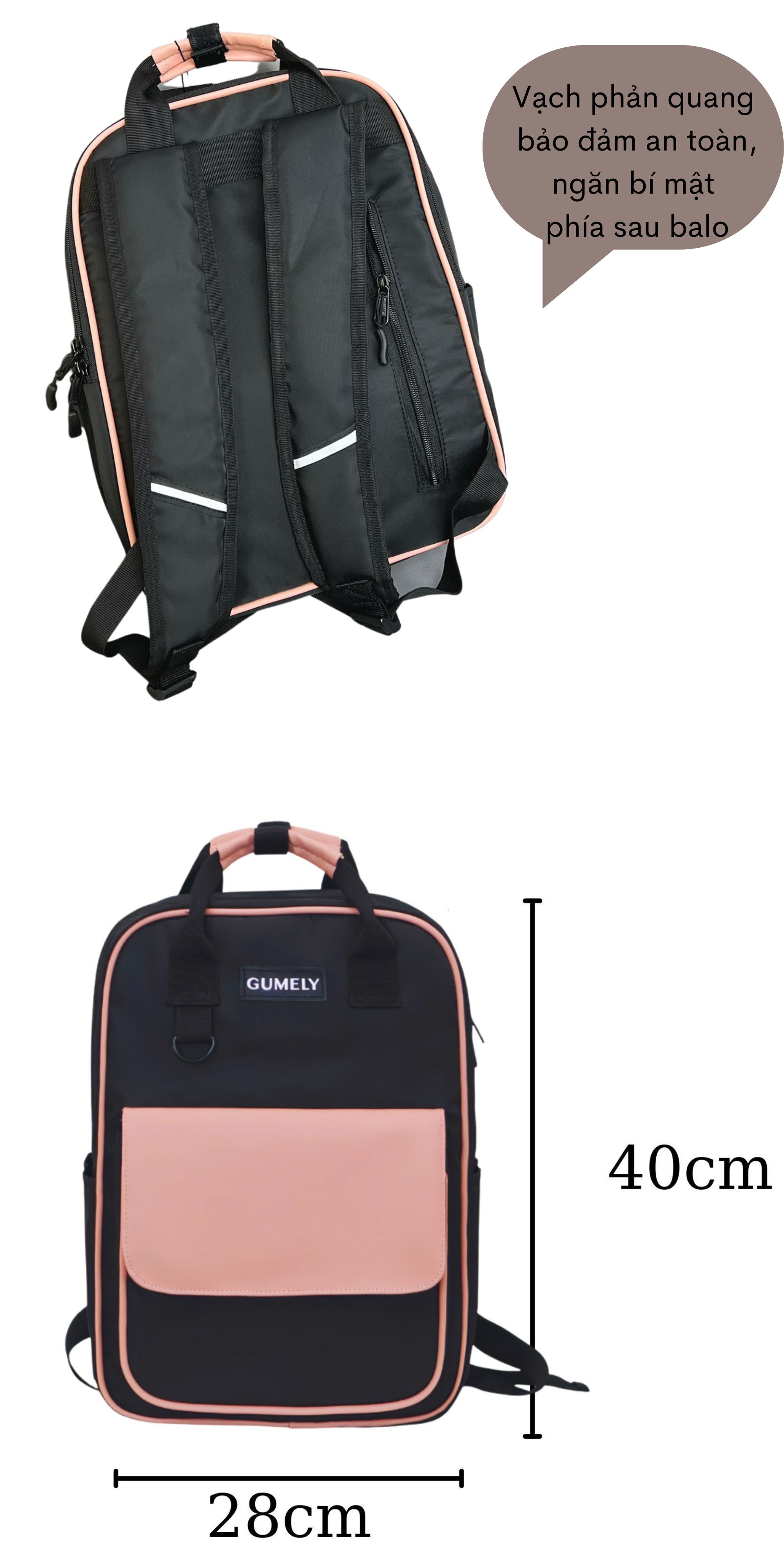 Mô tả Balo Laptop nữ đẹp Gumely ViAnh Store dễ thương đi làm đi học đi chơi để laptop 14 15 15,5 inch GU09AA - 2