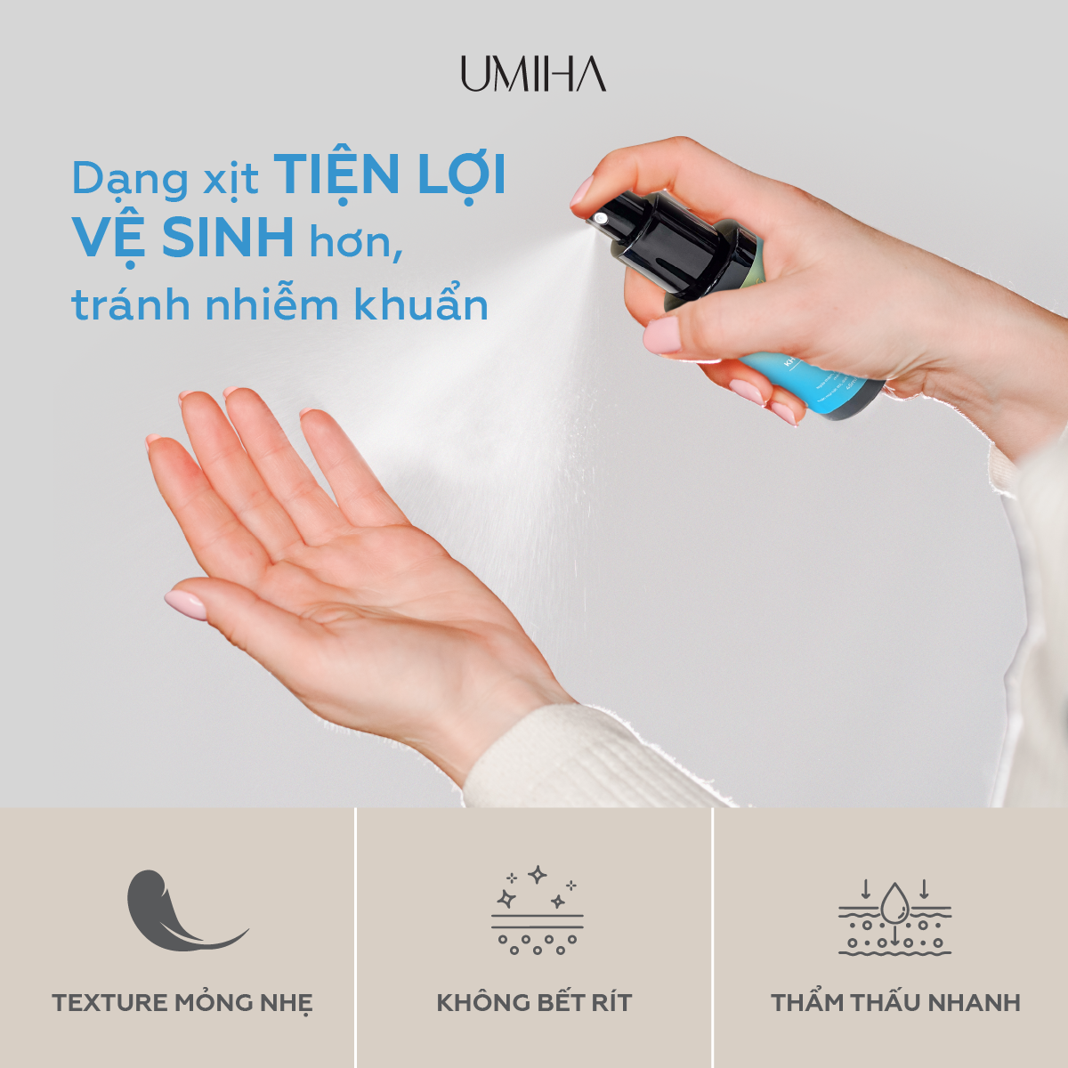 Mô tả Xịt thơm body Umiha (45ml) - Combo xịt khử mùi cơ thể bao gồm xịt khử mùi hôi chân và xịt khử mùi hôi nách - 4