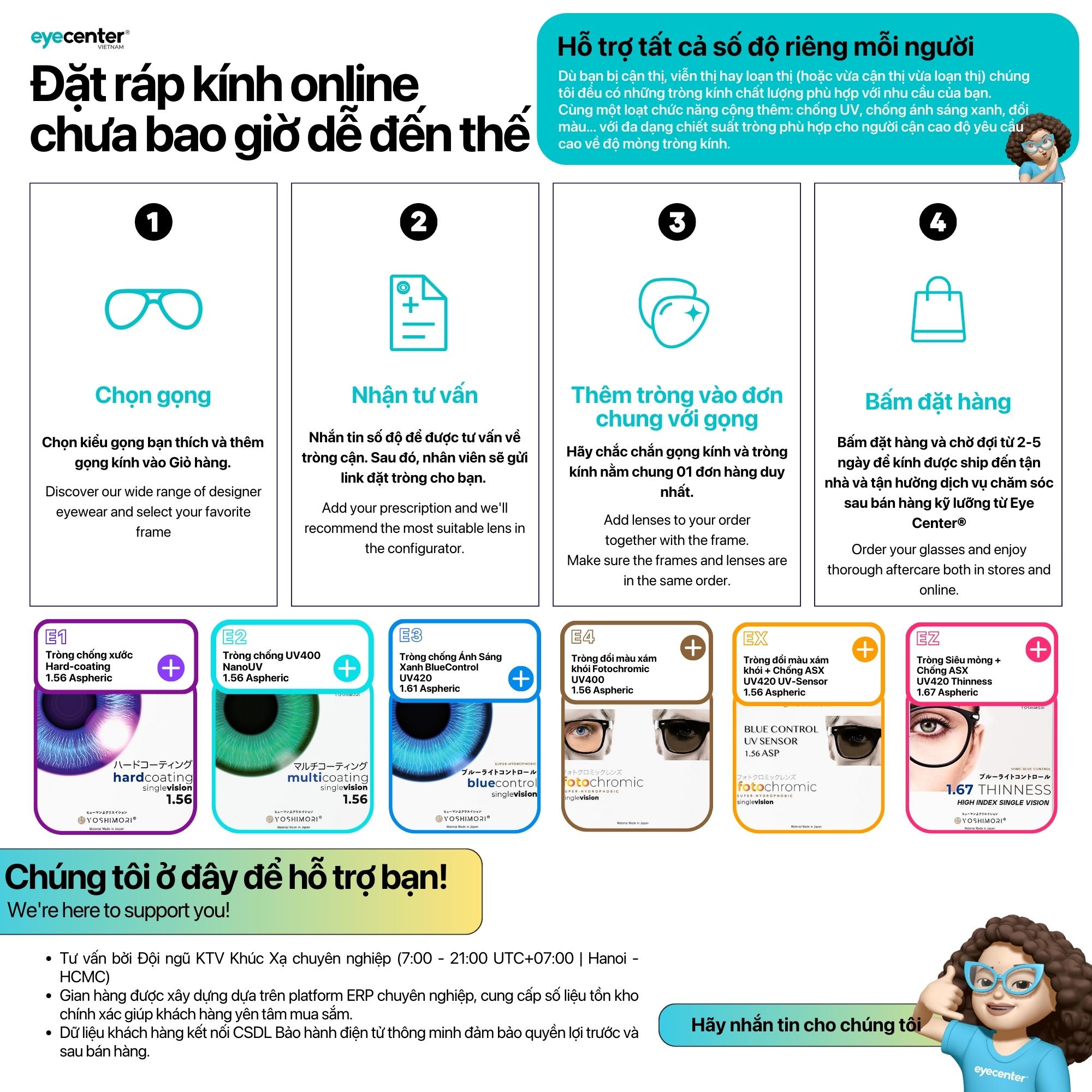 Mô tả Gọng kính nam nữ chính hãng EYECENTER C26S nhựa dẻo nhập khẩu by Eye Center Vietnam - 1