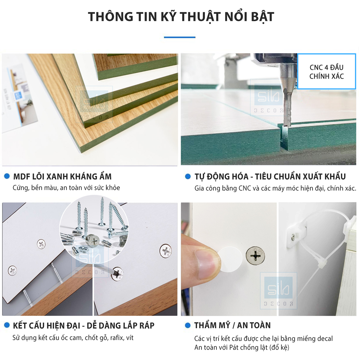 Chất liệu gỗ MDF lõi xanh chống ẩm
