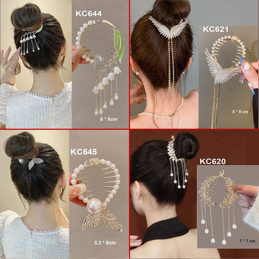 Mô tả GOTI – Kẹp Tóc Hình Lá Tre Xanh Phối Tua Rua Hạt Thanh Lịch – Phụ Kiện Thời Trang Làm Quà Tặng Dành Cho Nữ KC640 - 2