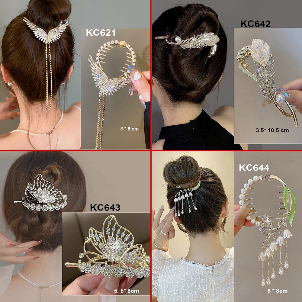 Mô tả GOTI – Kẹp Tóc Hình Lá Tre Xanh Phối Tua Rua Hạt Thanh Lịch – Phụ Kiện Thời Trang Làm Quà Tặng Dành Cho Nữ KC640 - 3