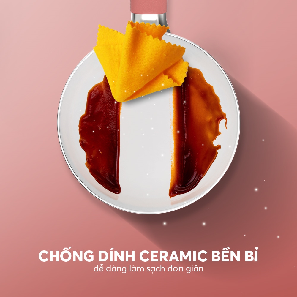 Mô tả Bộ nồi chảo chống dính sứ Elmich Baby EL 1168 - 6