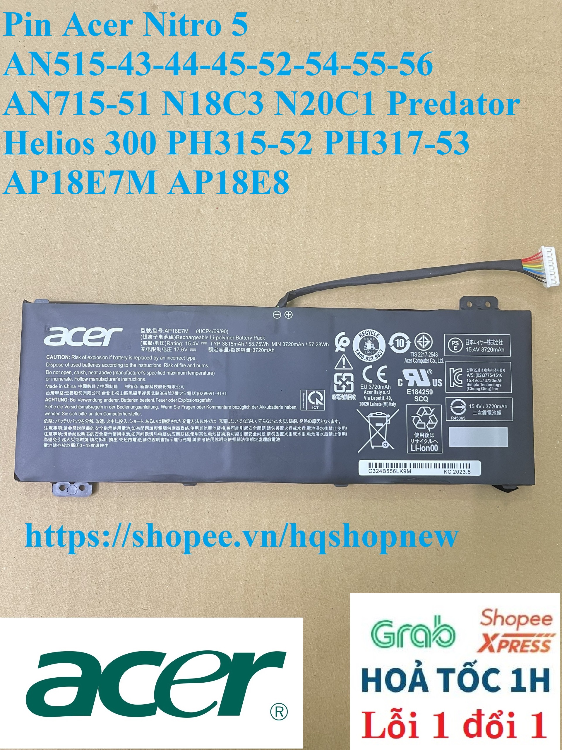 ⚡️Pin Acer Nitro 5 AN515-43-44-45-52-54-55-56 AN715-51 N18C3 N20C1 ...