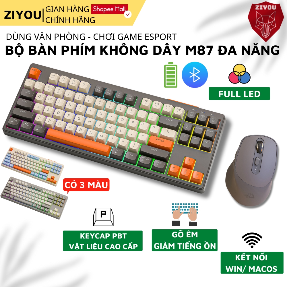 Mô tả Bộ Bàn Phím Chuột Bluetooth Không Dây Ziyou M87 LED Kết Nối Đa Năng Chơi Game Dùng Văn Phòng - 2
