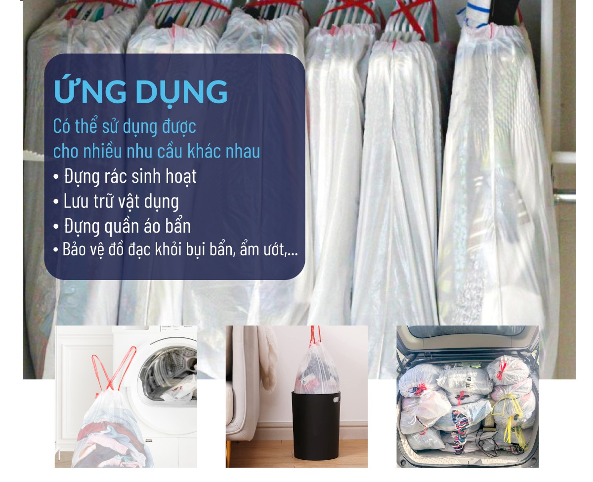 Túi Nhựa PP - Cuộn 100 Túi Rác Dây Rút Trường phước Plastic - hàng Xuất ...