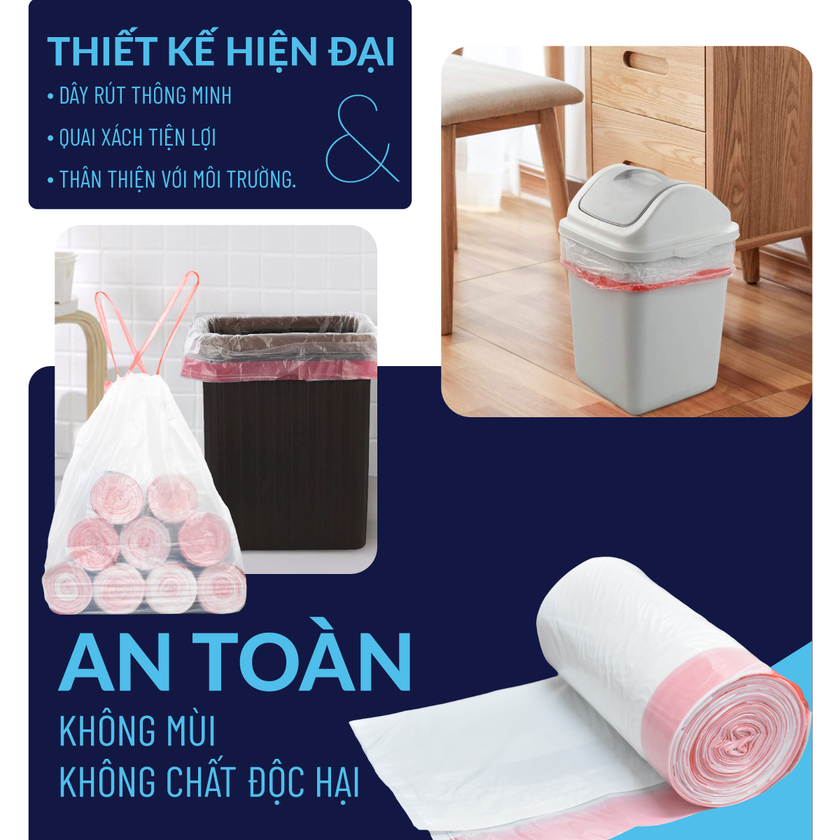 Túi Nhựa PP - Cuộn 100 Túi Rác Dây Rút Trường phước Plastic - hàng Xuất ...