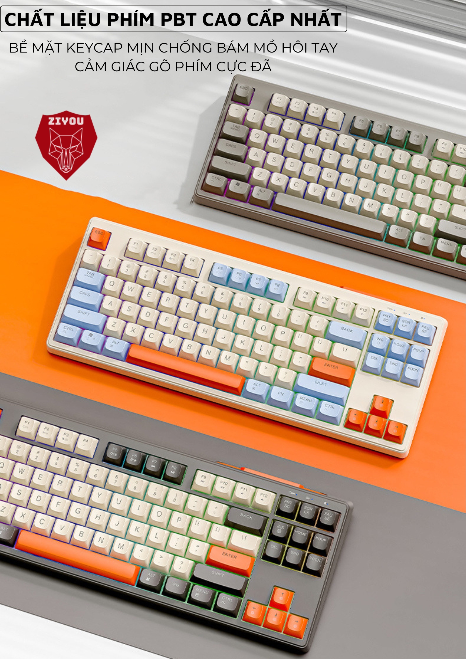 Mô tả Bộ Bàn Phím Chuột Bluetooth Không Dây Ziyou M87 LED Kết Nối Đa Năng Chơi Game Dùng Văn Phòng - 10
