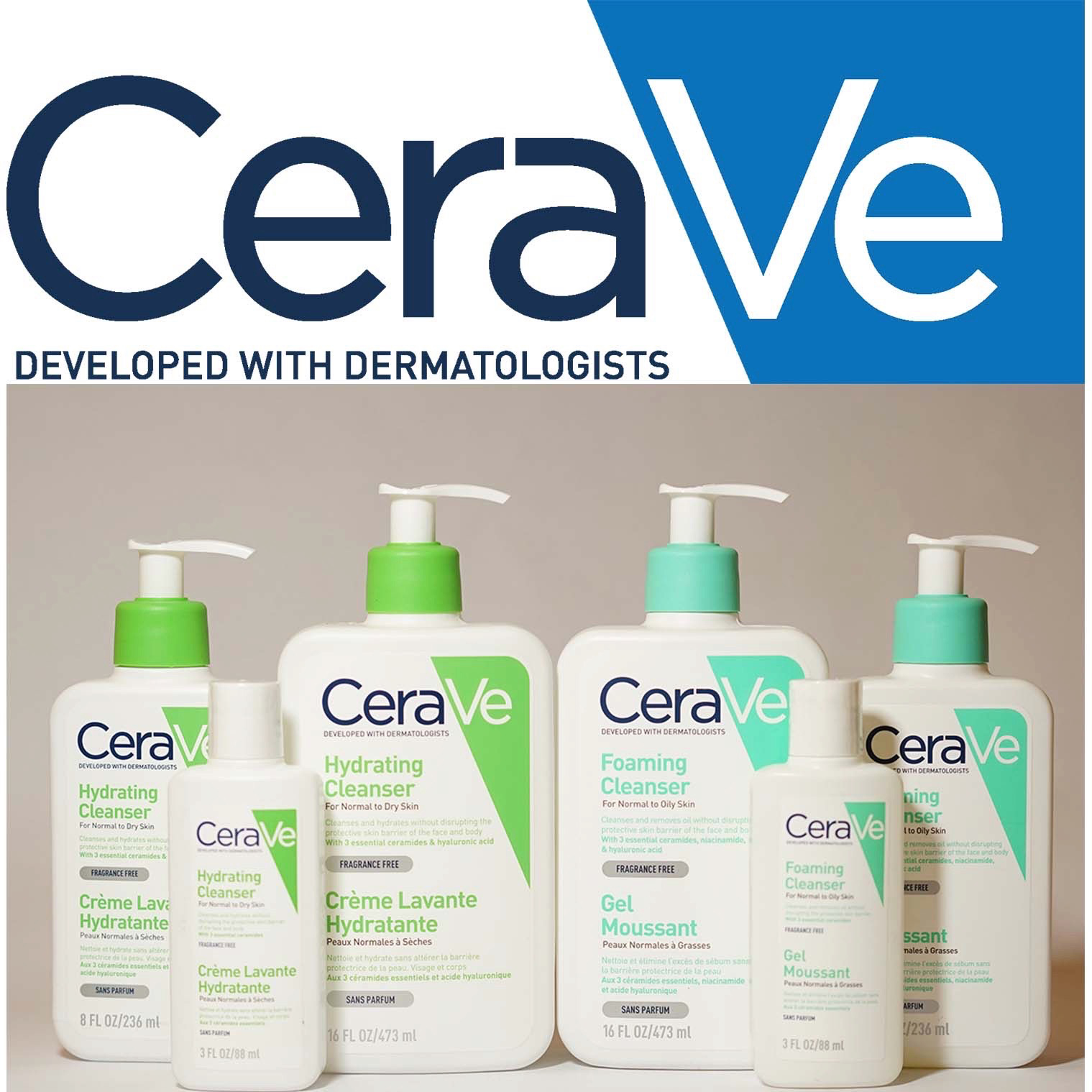 Sữa rửa mặt Cerave 88ml 236ml 473ml da dầu da khô da nhạy cảm - Muse House