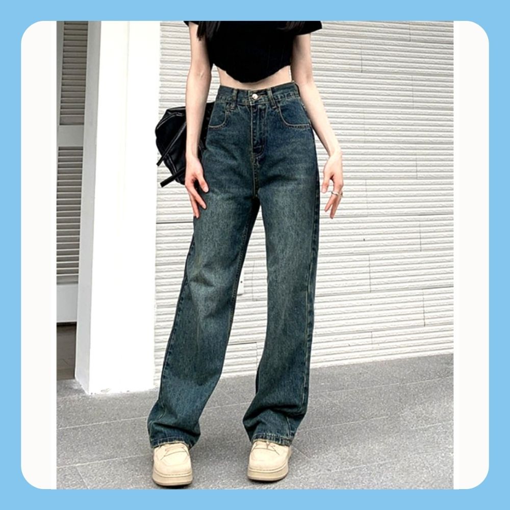 Mô tả Quần jeans nữ Chollima ống rộng SIMPLE JEAN màu xanh dơ rách túi sau QD259 ulzzang phong cách hàn - 5