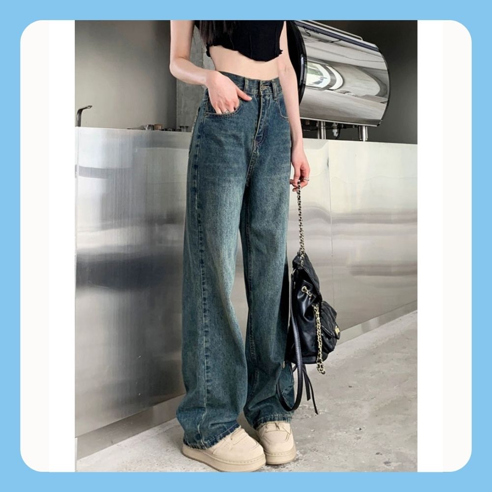 Mô tả Quần jeans nữ Chollima ống rộng SIMPLE JEAN màu xanh dơ rách túi sau QD259 ulzzang phong cách hàn - 2