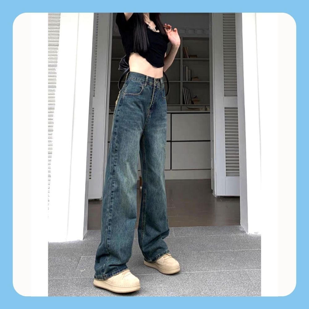 Mô tả Quần jeans nữ Chollima ống rộng SIMPLE JEAN màu xanh dơ rách túi sau QD259 ulzzang phong cách hàn - 3