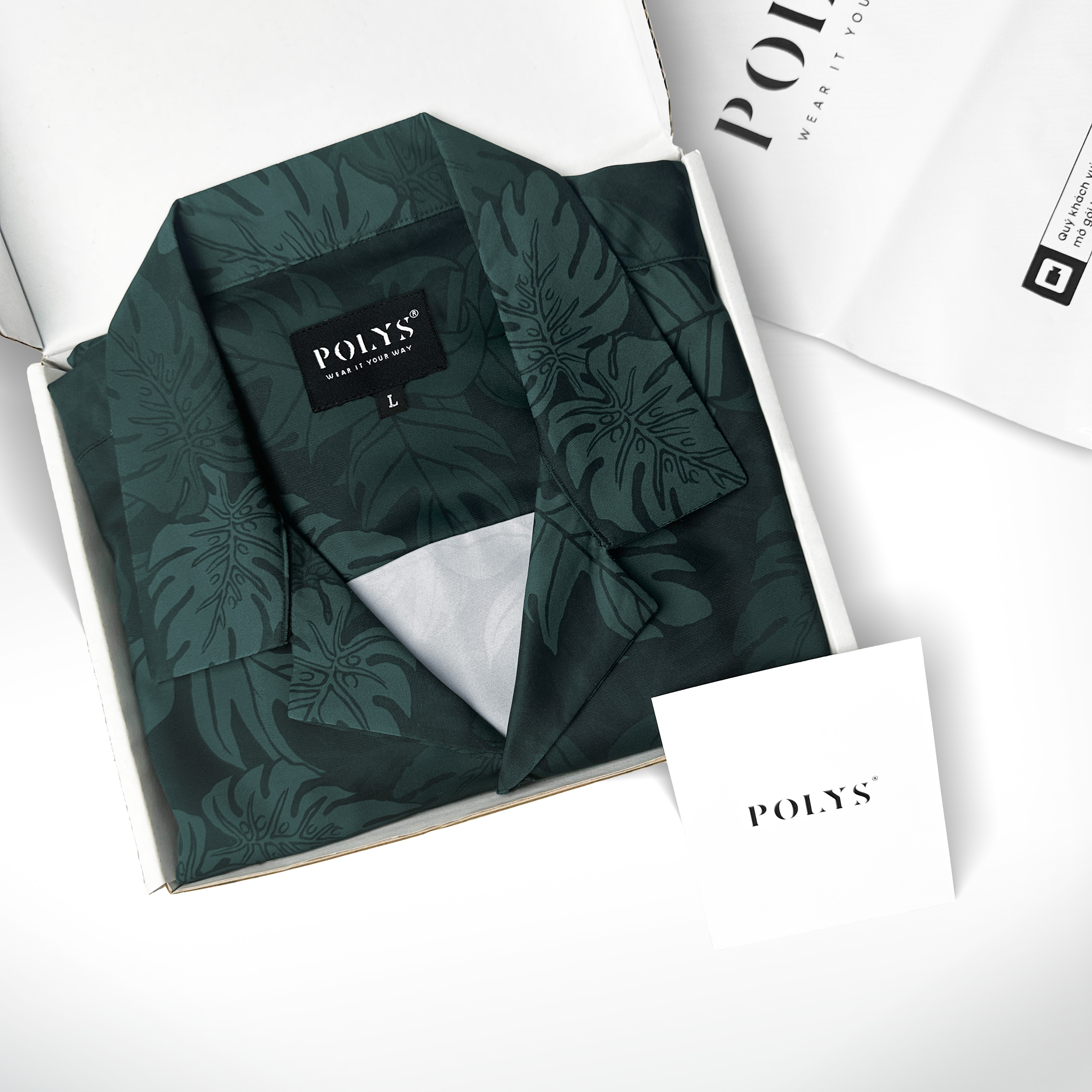 Mô tả Áo sơ mi nam POLYS Fullbox chính hãng, Lụa Vân Chéo thoáng mát, không nhăn, họa tiết TROPICAL LEAVES - 2