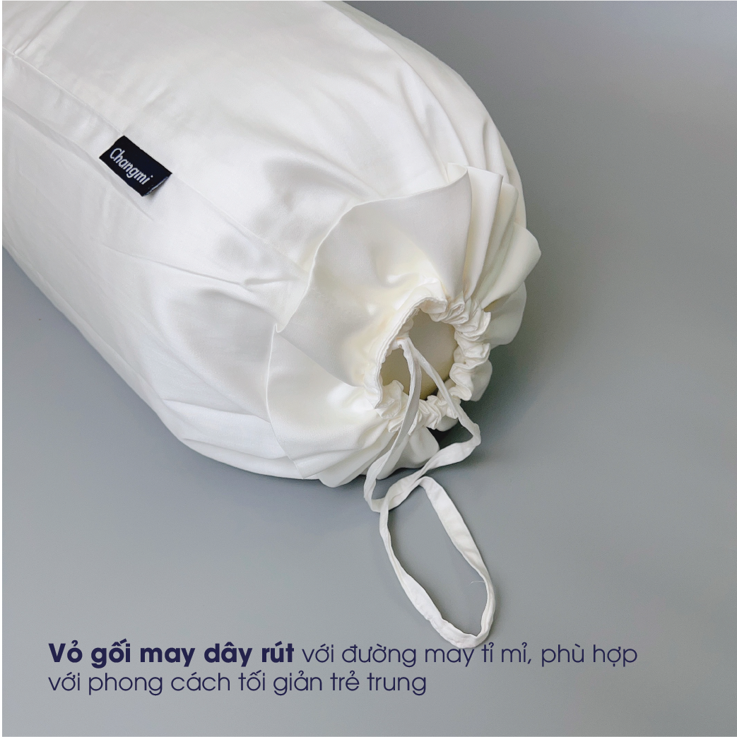 Mô tả Vỏ Gối Ôm lụa Cotton Tencel trắng trơn 100% tự nhiên Changmi Bedding - 40 x 110 cm (1 chiếc) - 3