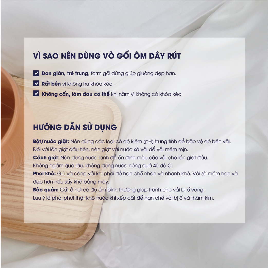 Mô tả Vỏ Gối Ôm lụa Cotton Tencel trắng trơn 100% tự nhiên Changmi Bedding - 40 x 110 cm (1 chiếc) - 4