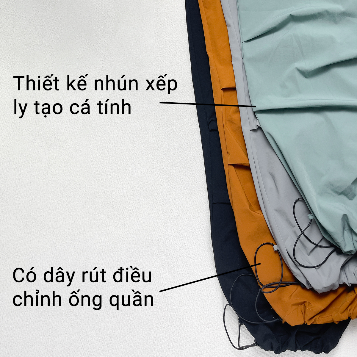 Mô tả Quần jogger gió mát lạnh GN88 thiết kế xếp ly cá tính có giây điểu chỉnh ông quần by Gladimax - 5