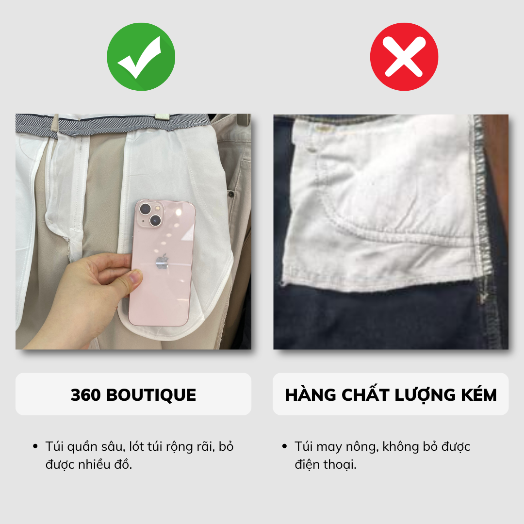 Mô tả Quần dài nam màu xám hàng xưởng xuất dư quần tây dài form slimcrop vải dày dặn chống nhăn quần âu cạp ép cao cấp - 3