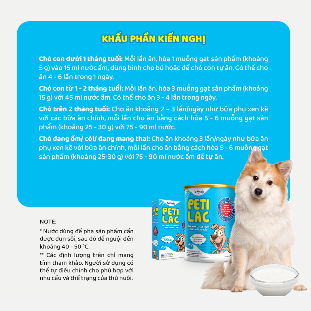 Mô tả DrKyan - Sữa bột dinh dưỡng PETILAC - Bổ sung sữa non Colostrum & Chất xơ cao cấp cho chó 100g - 6