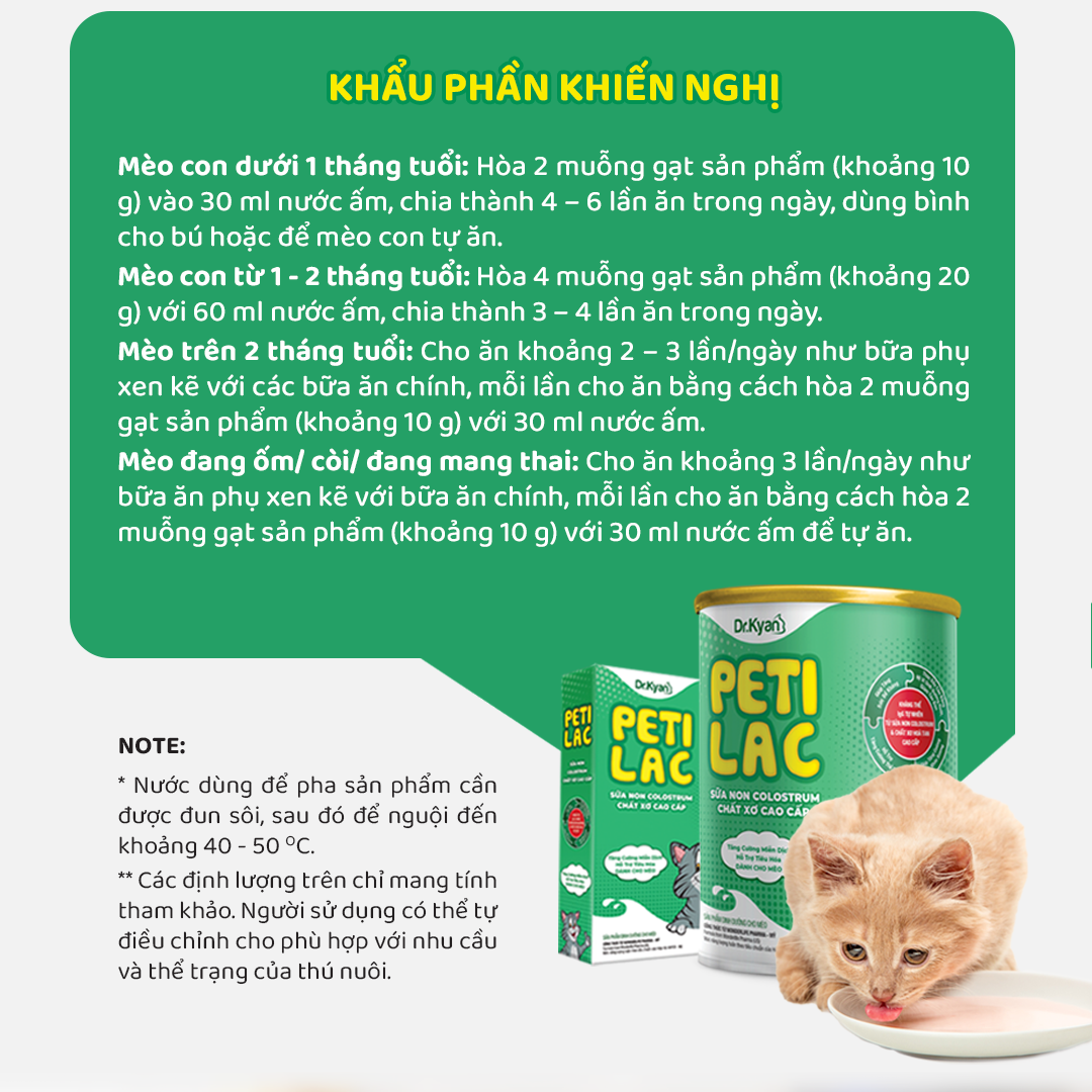 Mô tả DrKyan - Sữa bột dinh dưỡng PETILAC - Bổ sung sữa non Colostrum & Chất xơ cao cấp cho mèo 100g - 6
