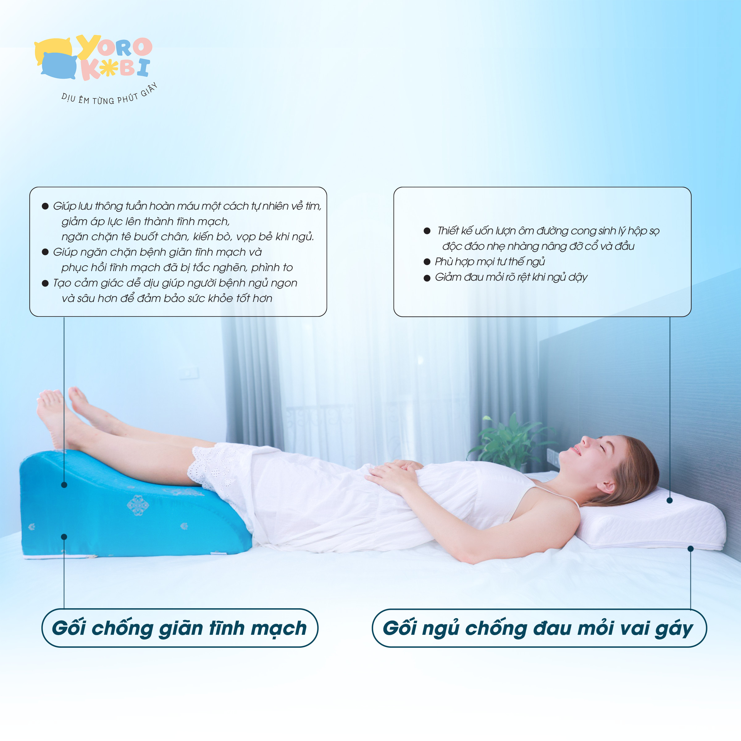 Gối kê chân Yorokobi - Chiều cao chuẩn y khoa