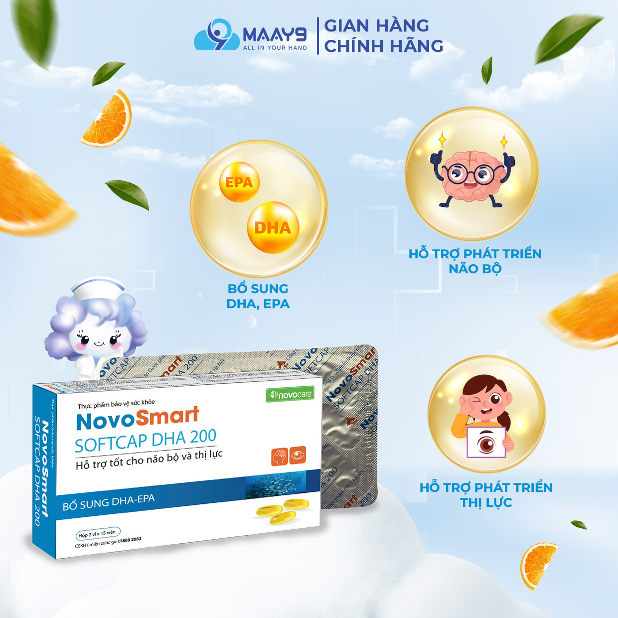 Viên uống Novocare Novosmart Softcap bổ sung DHA, EPA hàm lượng cao hỗ ...