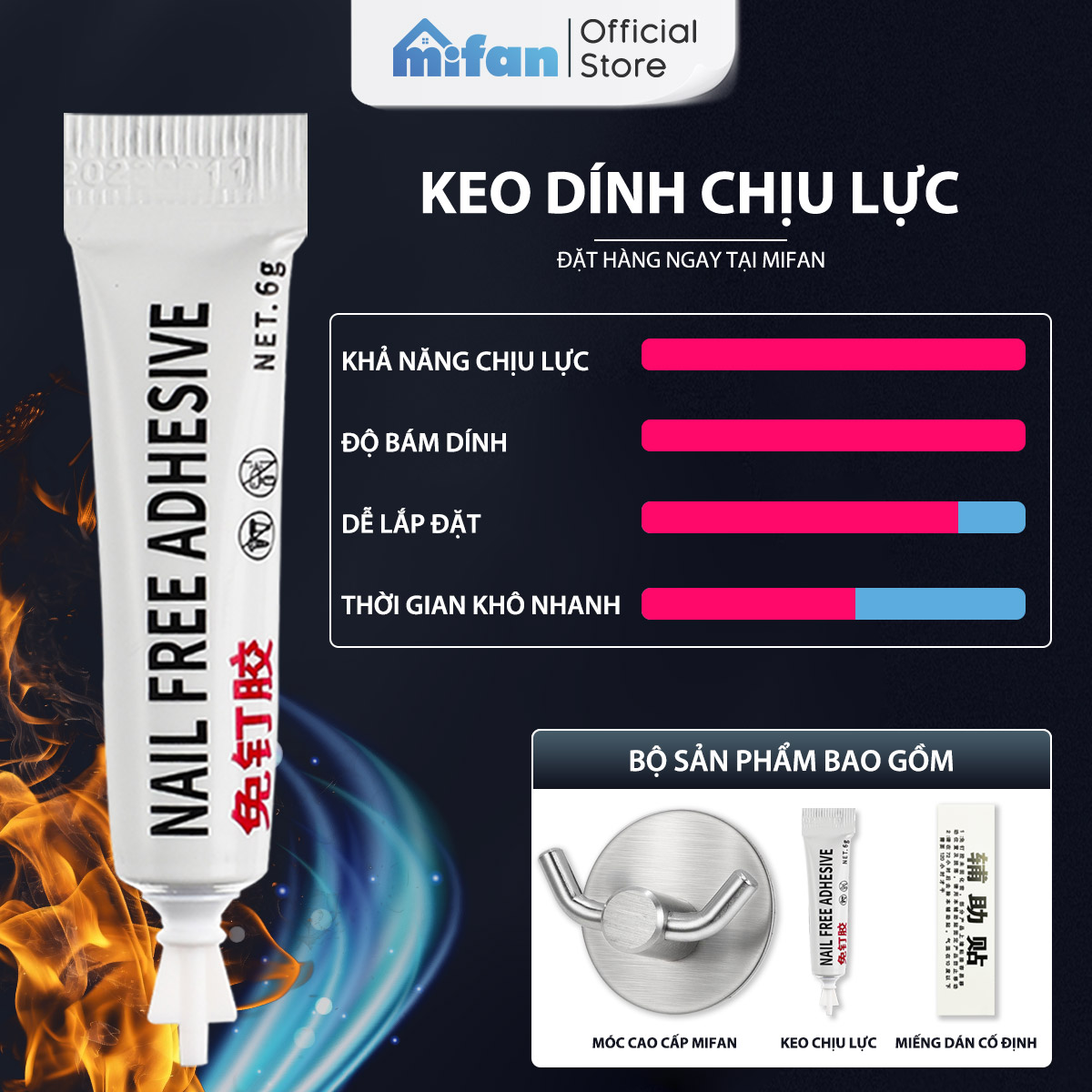 Móc dán tường Inox 304 MIFAN - Keo 3M