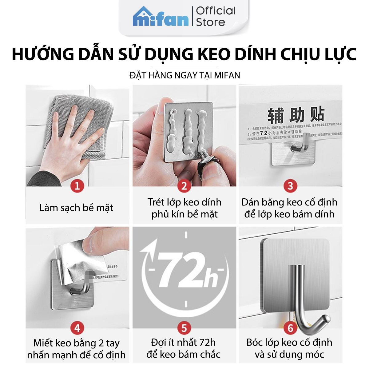Móc dán tường Inox 304 MIFAN - Hướng dẫn sử dụng