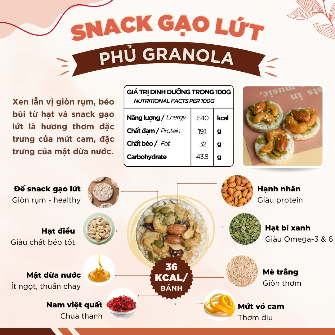 Mô tả Snack gạo lứt ngũ cốc nướng socola GUfoods (Hũ 100g) - Giòn rụm, Thơm ngon, Ăn vặt healthy, Eat clean, Thuần chay - 5