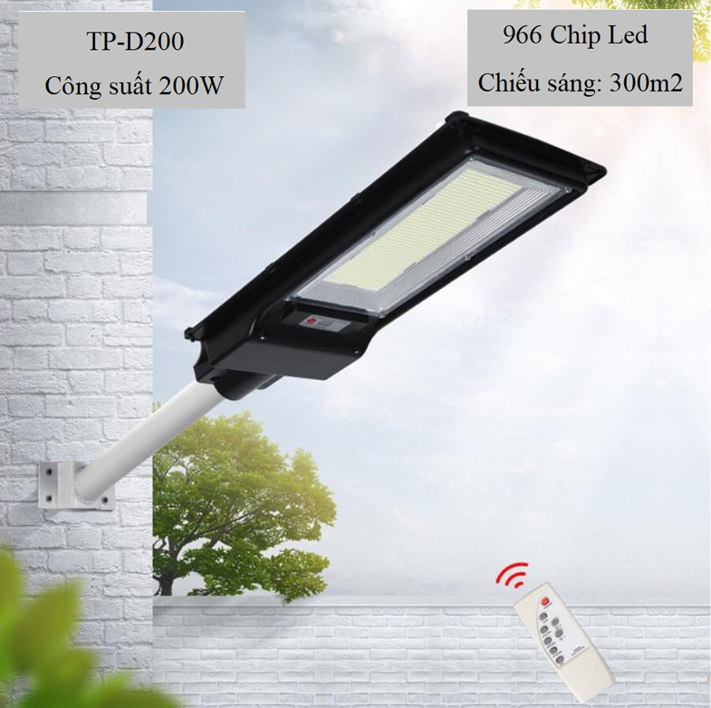 Mô tả Đèn Đường Liền Thể Năng Lượng Mặt Trời TP SOLAR TP-D200 Công Suất 200W Cảm Biến Chuyển Động, Chống Nước IP68 - BH 3 Năm - 4
