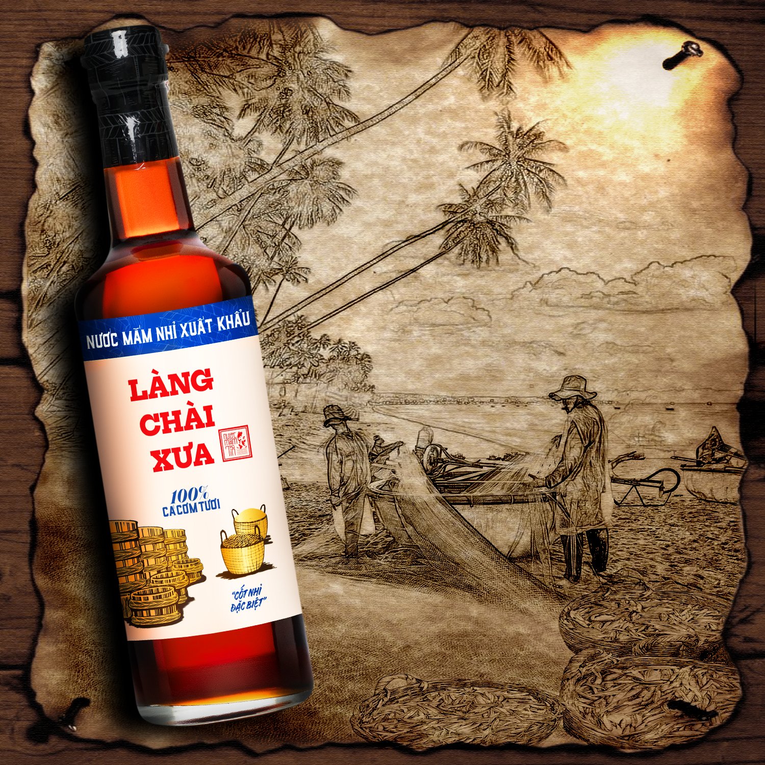 Mô tả Nước mắm nhỉ Làng Chài Xưa nhãn xanh xuất khẩu, nhãn đỏ đậm đà, nhãn vàng sánh đặc 500ml/chai thủy tinh - 2