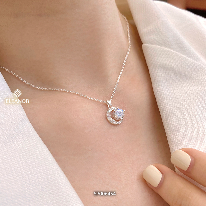 Dây chuyền bạc 925 mặt trăng đính đá