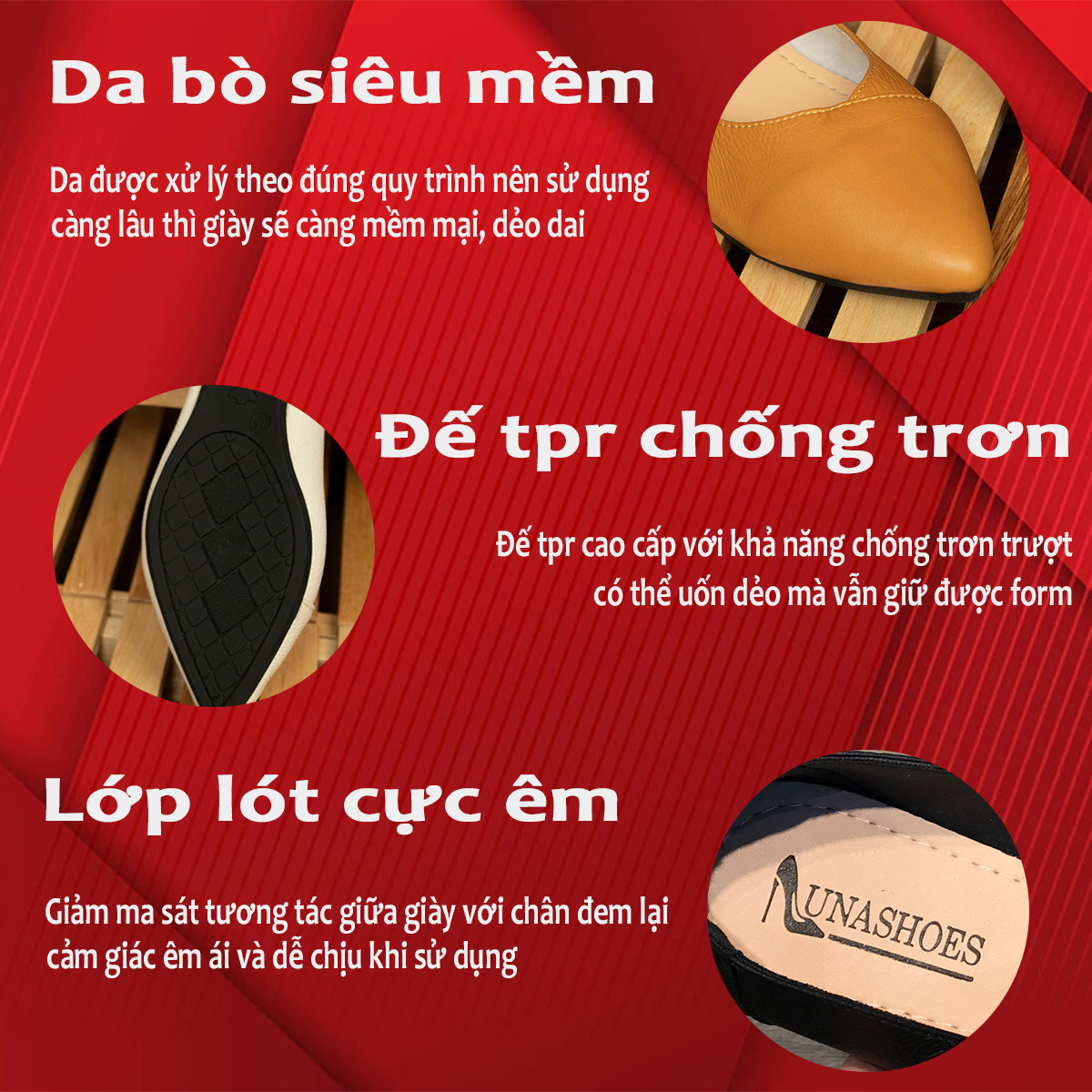 Mô tả Dép sandal nữ đế xuồng LUNASHOES 62702 cao 5p da bò mềm êm chân khóa cài bảo hành 2 năm - 1