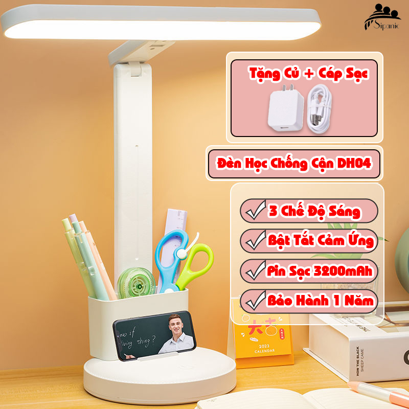 Mô tả Đèn học chống cận, Sipanic để bàn tích điện cảm ứng 3 chế độ ánh sáng bảo vệ mắt - 2