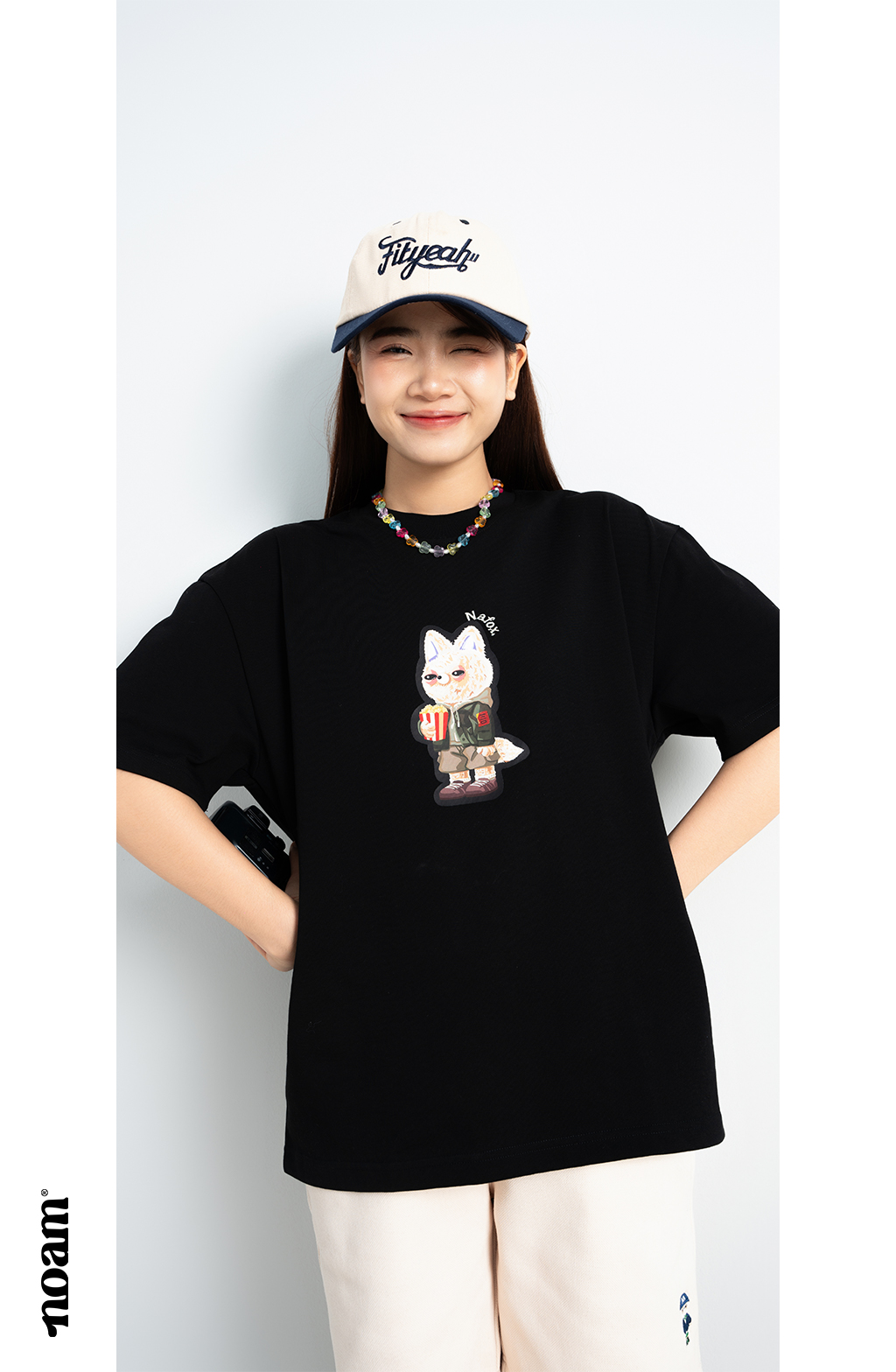 Mô tả Áo thun Form rộng NOAM Nafox Naive Unisex 100% Cotton - Màu đen/trắng - 5