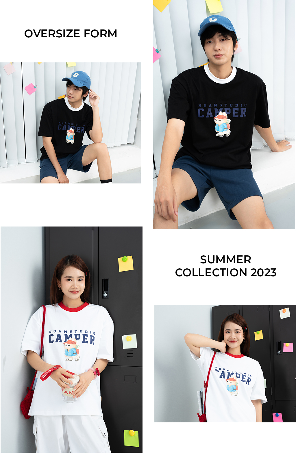 Mô tả Áo thun Form rộng NOAM Camper Unisex 100% Cotton - Màu đen/trắng - 3