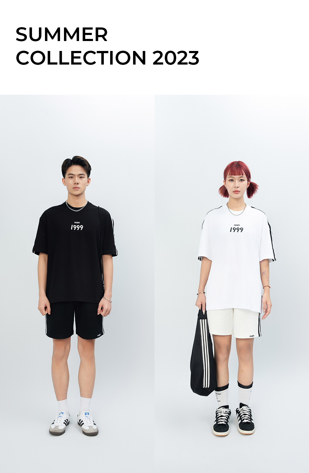 Mô tả Áo thun Form rộng NOAM Triple Stripes Unisex 100% Cotton - Màu đen/trắng/xanh - 2