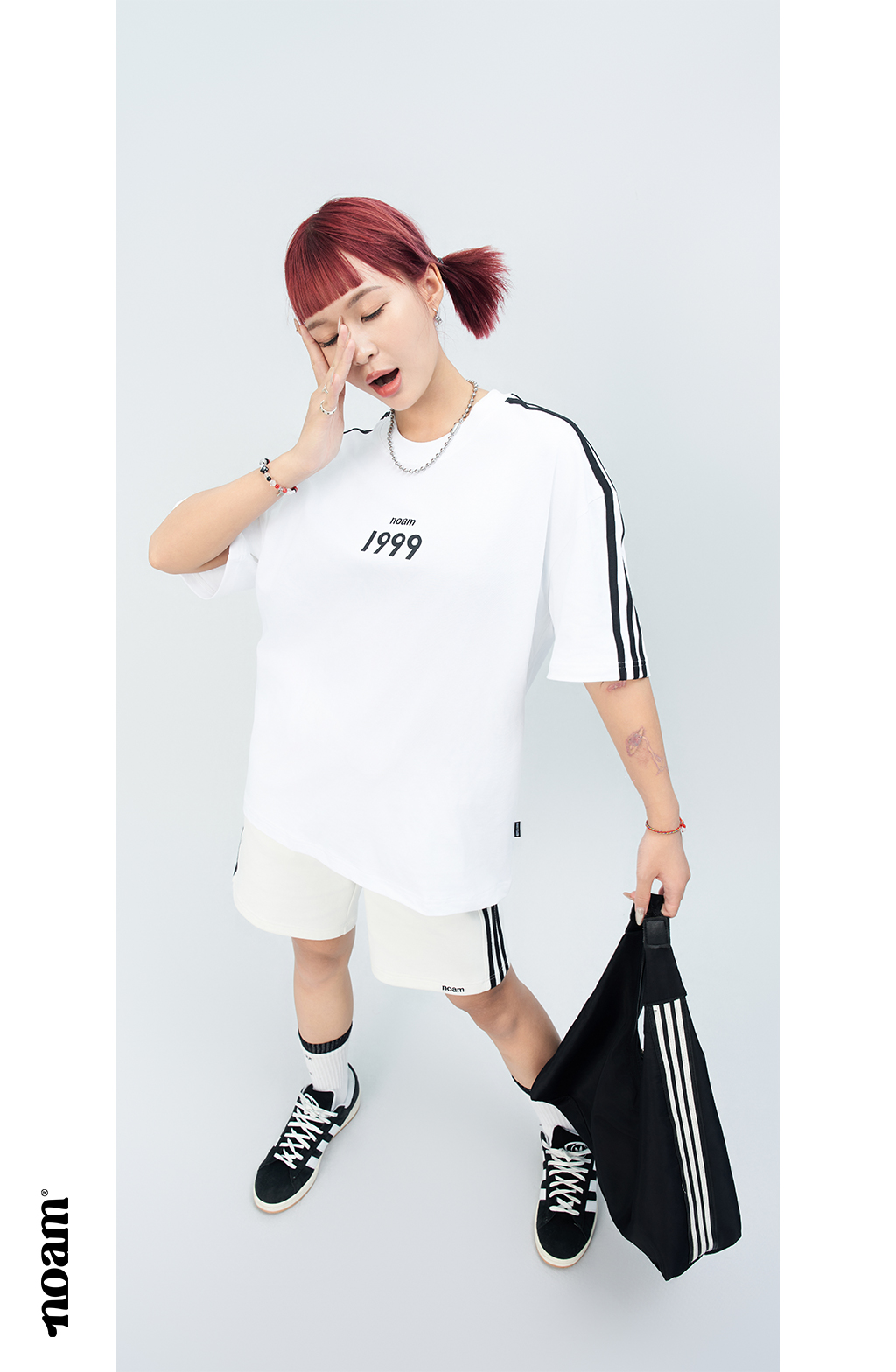 Mô tả Áo thun Form rộng NOAM Triple Stripes Unisex 100% Cotton - Màu đen/trắng/xanh - 6