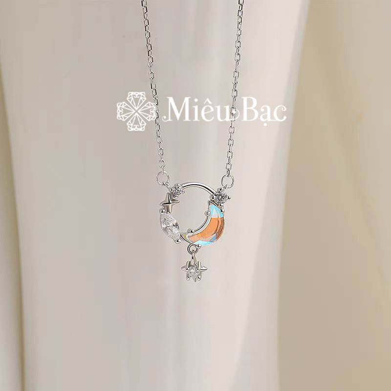 Mô tả Dây chuyền bạc nữ Miêu Bạc vòng cổ hình mặt trăng chất liệu bạc 925 đính đá Moonstone phụ kiện trang sức nữ MD08x - 3