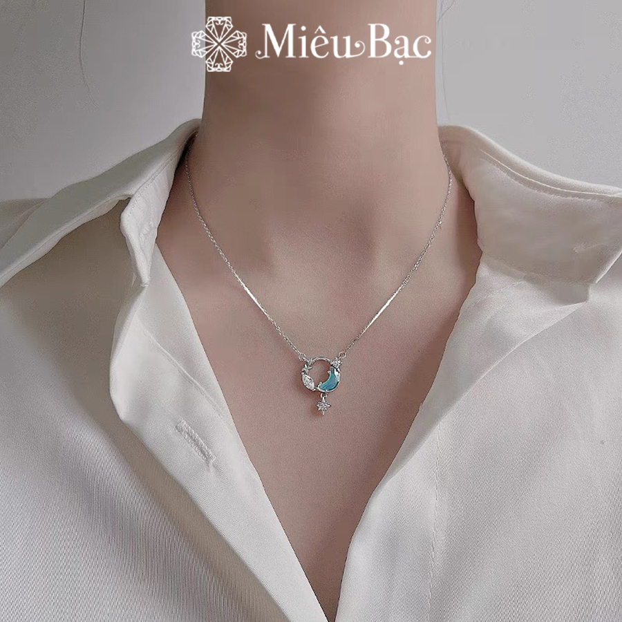 Mô tả Dây chuyền bạc nữ Miêu Bạc vòng cổ hình mặt trăng chất liệu bạc 925 đính đá Moonstone phụ kiện trang sức nữ MD08x - 6
