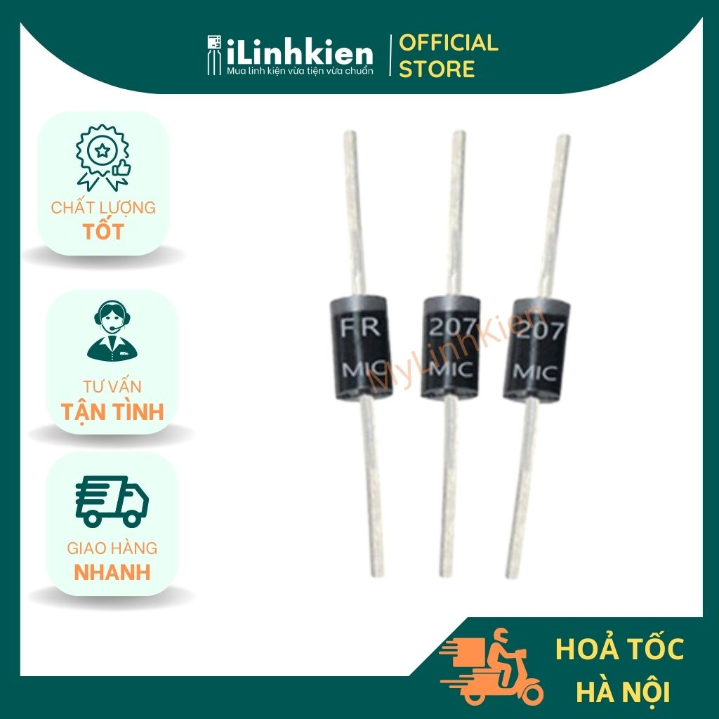 FR207 Diode xung 2A 1000V DIP đóng dây chất lượng cao túi 10 con ...