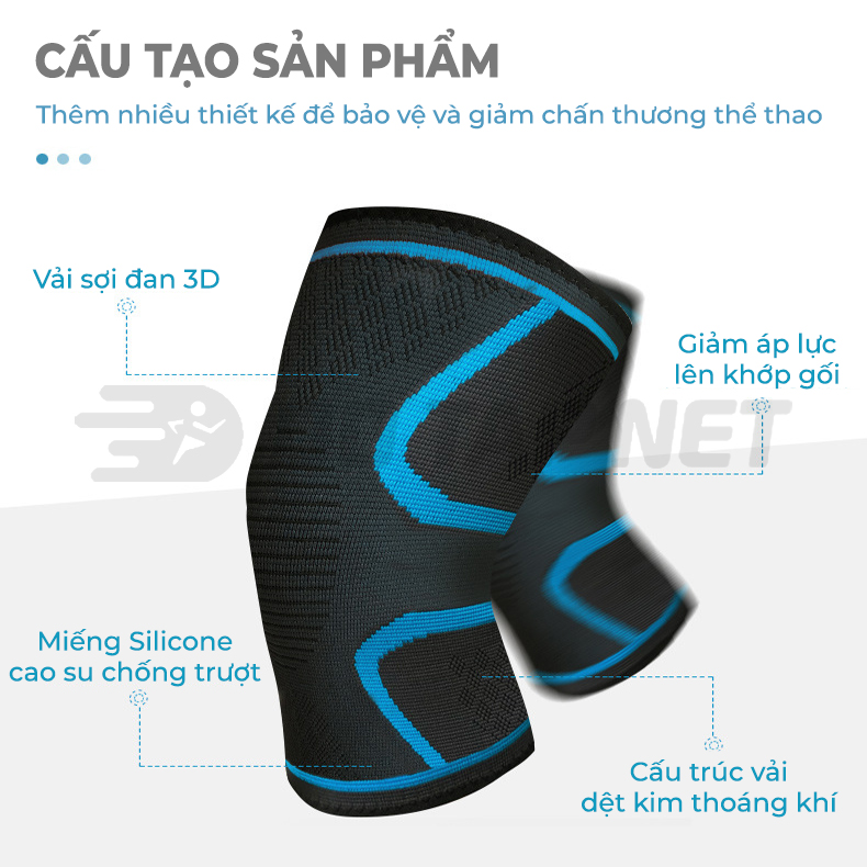 Mô tả Bó Gối Thể Thao MixSport Bảo Vệ Đầu Gối Dùng Trong Bóng Đá, Bóng Chuyền, Chạy Bộ DBG01 - 3