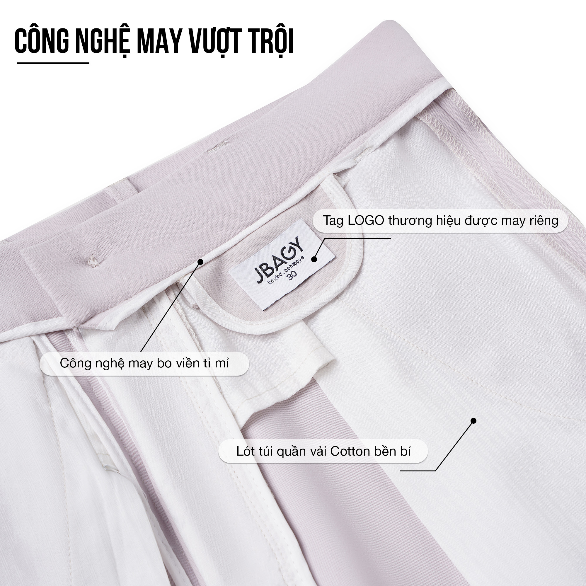 Mô tả Quần âu nam JBAGY - Smart Pants điều chỉnh cạp, vải Vitex co giãn cao cấp chống nhăn - JA0303 - 6
