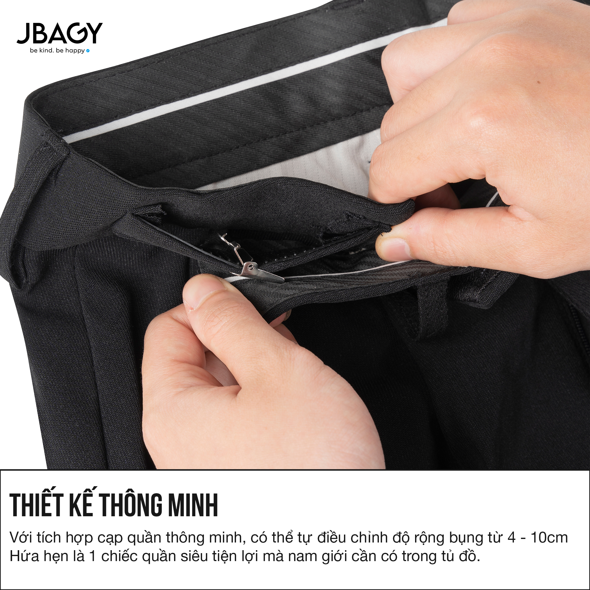 Mô tả Quần âu nam JBAGY - Smart Pants điều chỉnh cạp, vải Vitex co giãn cao cấp chống nhăn - JA0303 - 2