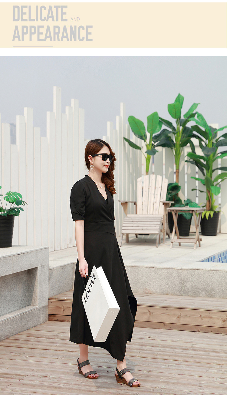 Sandal nữ đế xuồng 5cm da ánh kim